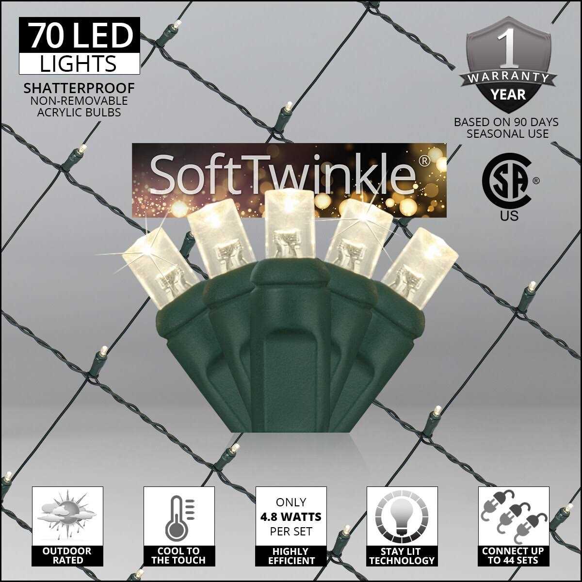 4′ x 6′ 5mm SoftTwinkle LED Net Lights - Image 4