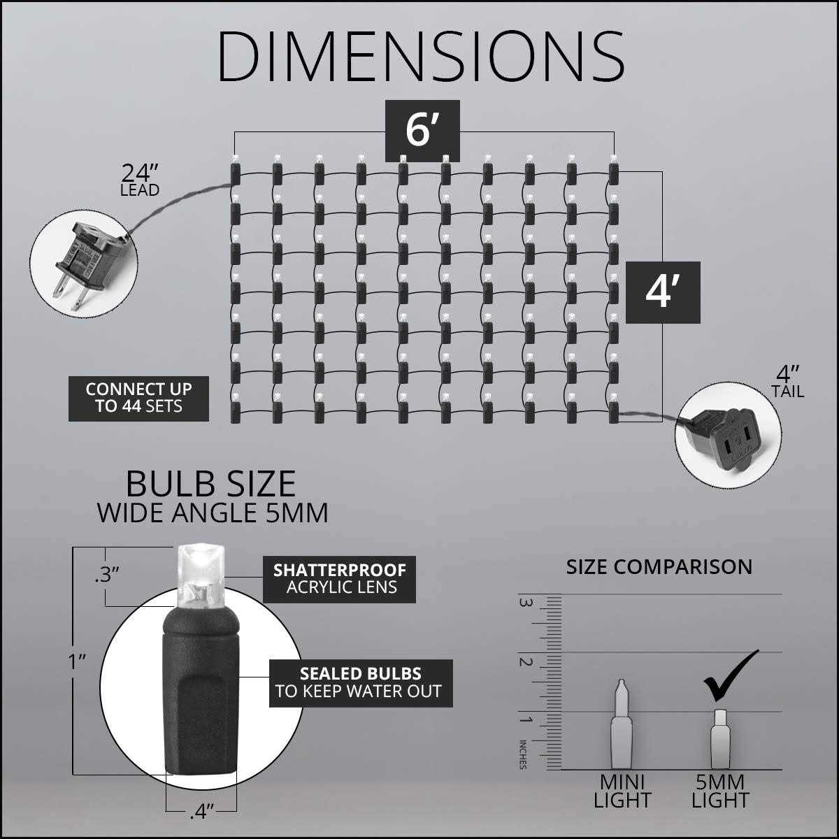 4′ x 6′ 5mm SoftTwinkle LED Net Lights - Image 5
