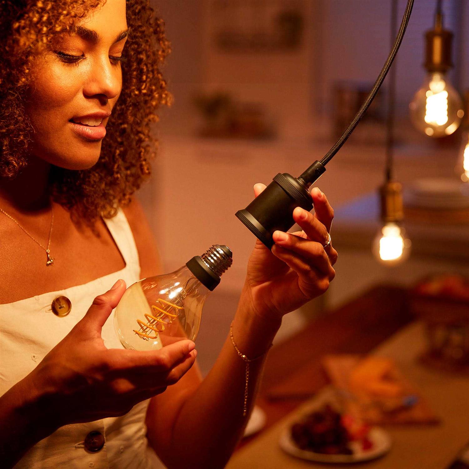 Philips Hue 571125 Dimmable Warm White Vintage Smart St19 Edison Bulb - Image 4