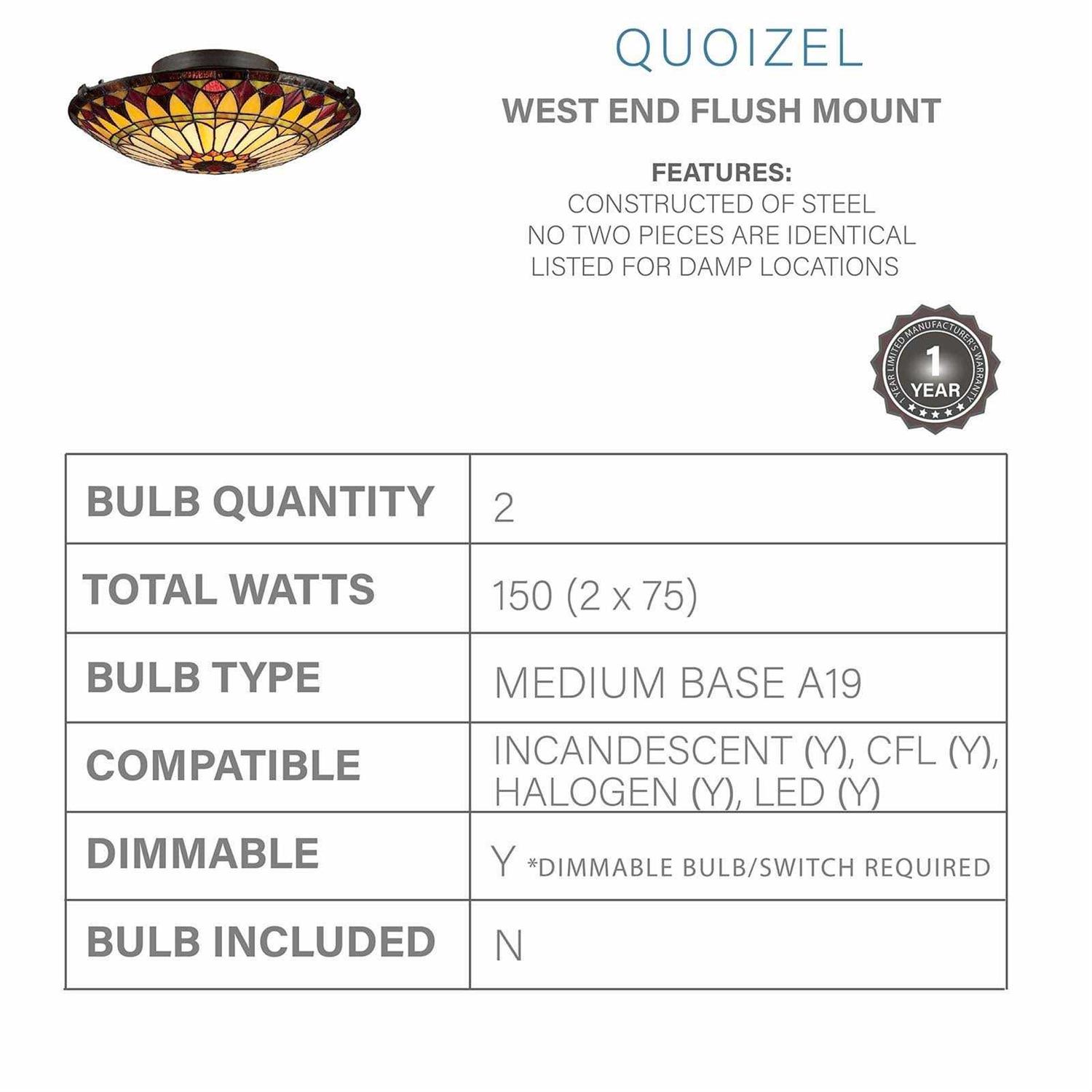 Quoizel TF1400SVB West End Flush Mount Light - Image 3