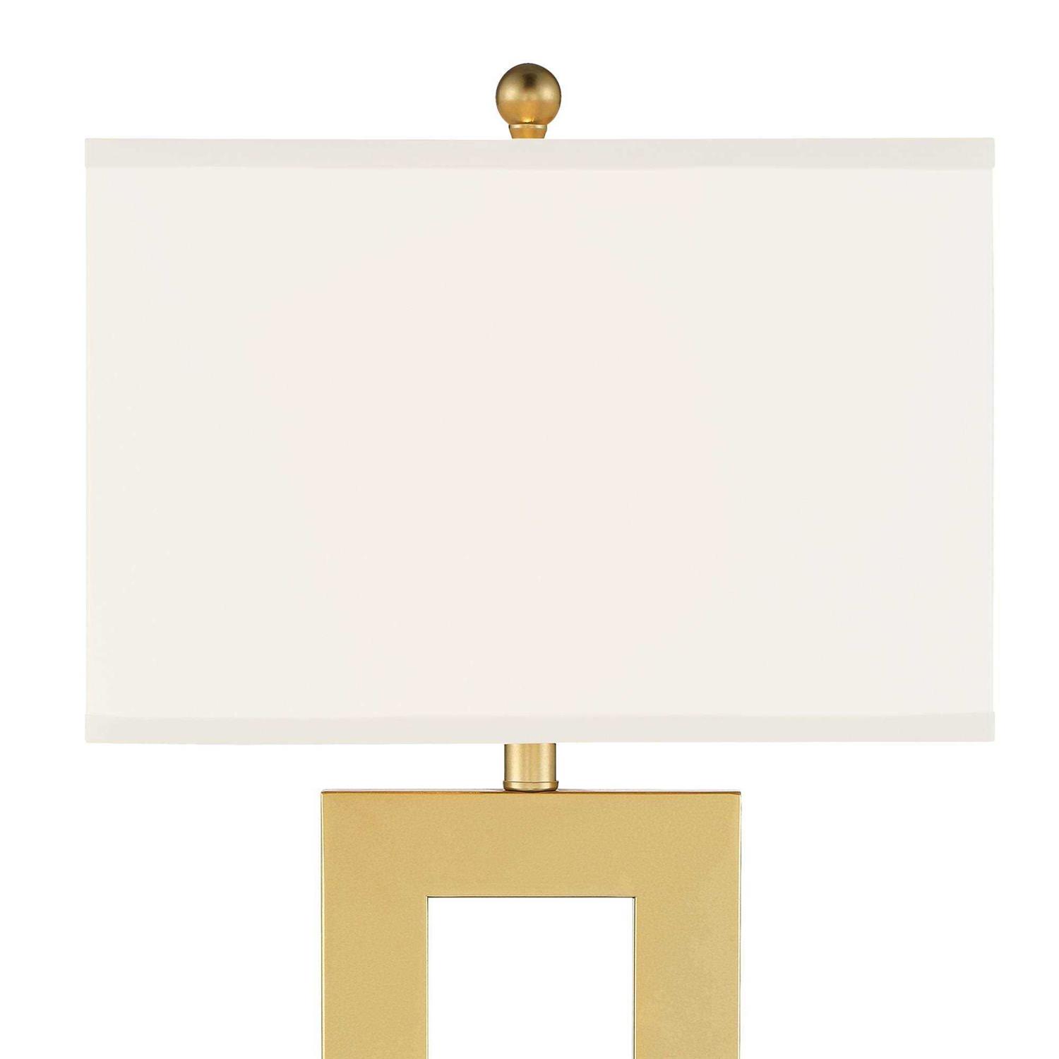 360 Lighting Marshall Modern Table Lamp 30 Tall Gold Open Base Oatmeal Rectangular Shade for Bedroom Living Room Bedside Nightstand Office House Home - Image 4