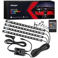 Nilight Tr-06 4pcs 48 LED Interior Lights DC 12V Multicolor Music Car Strip Light Under Dash Lighting Kit with Sound Active Function and Wireless