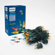 Philips 100 Led Multicolor Twinkling Faceted Mini Christmas Lights on Green Wire