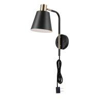 Novogratz x Globe Electric Cleo 1-Light Matte Plug-In or Hardwire Wall Sconce Brass Accents