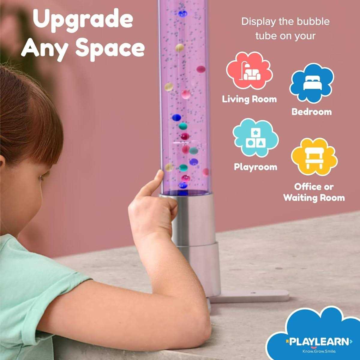 Playlearn Bubble Lamp 7 LED Color Changing Sensory Tube Light with Asmr Hum - Image 3