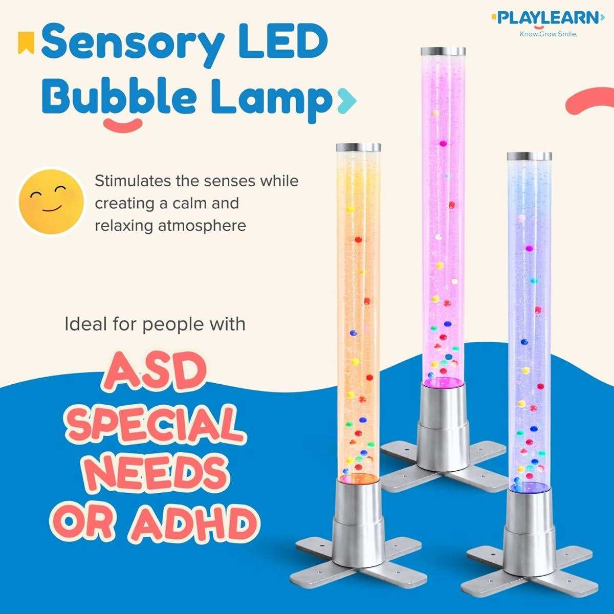 Playlearn Bubble Lamp 7 LED Color Changing Sensory Tube Light with Asmr Hum - Image 5