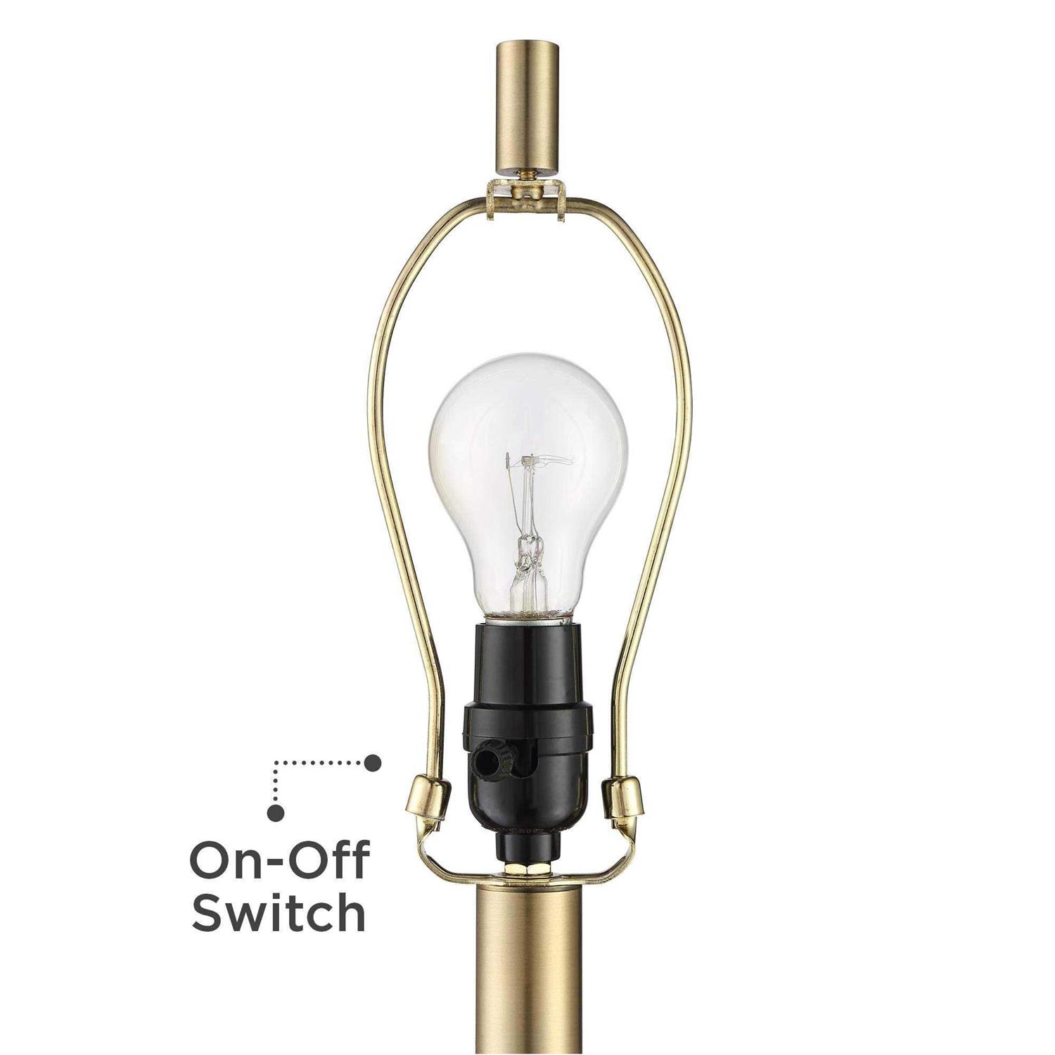 360 Lighting Camile Modern Table Lamps 25 High Set of 2 Brass Metal with USB Charging Port Oatmeal Drum Shade for Bedroom Living Room Bedside Desk - Image 2