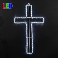 Novelty Lights 24 Pure White Religious Cross LED Rope Light Motif