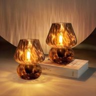 ONEWISH Mushroom Lamp Table Lamp for Bedroom Nightstand