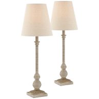Regency Hill Loreno Traditional Buffet Table Lamps 24 High Set of 2 Whitewashed Oatmeal Linen Drum Shade for Bedroom Living Nightstand Family Room