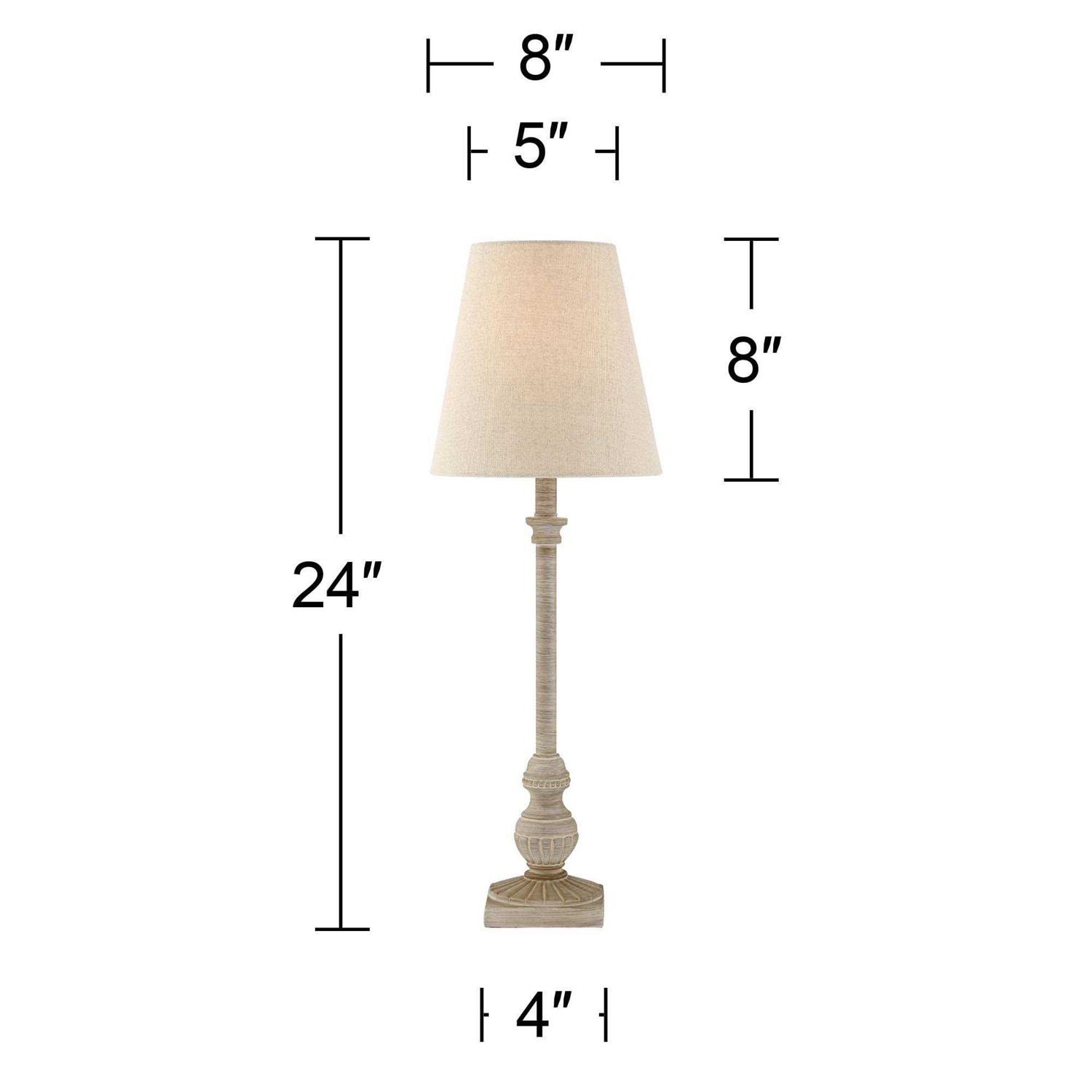 Regency Hill Loreno Traditional Buffet Table Lamps 24 High Set of 2 Whitewashed Oatmeal Linen Drum Shade for Bedroom Living Nightstand Family Room - Image 3