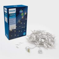 PHILIPS 150 Led Warm White Faceted Mini Icicle Lights On White Wire 30 Drops