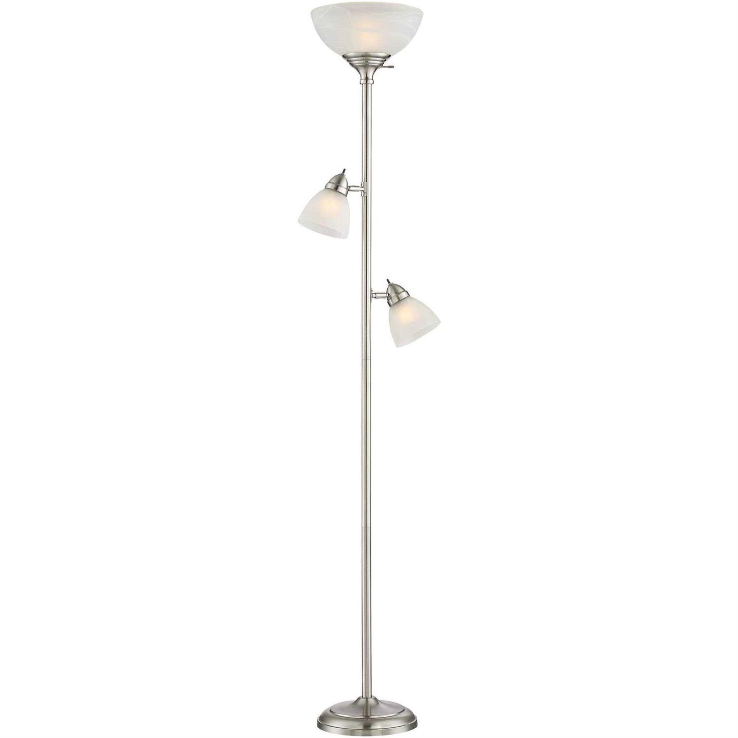 360 Lighting Ellery Brushed Nickel Tree Torchiere 3 Light Floor Lamp - Image 3