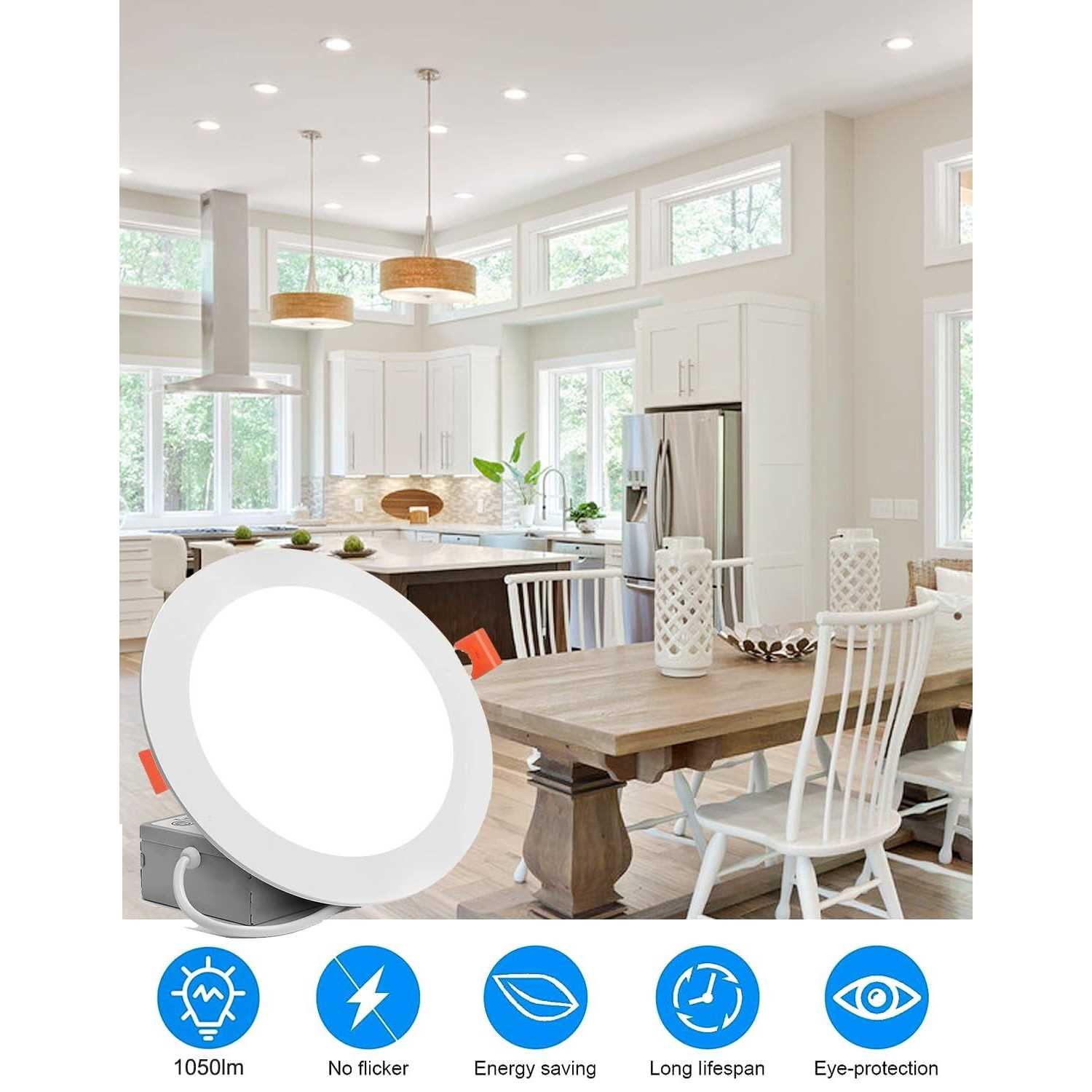 12 Pack recessed lighting 6 inch,led ceiling lights 6 inch with Junction Box - Image 3