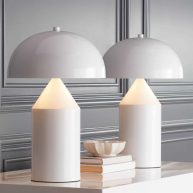 360 Lighting Felix Modern Accent Table Lamps 19 High Set of 2 White Metal Mushroom Dome Shade for Bedroom Living Room Bedside Nightstand Office Kids