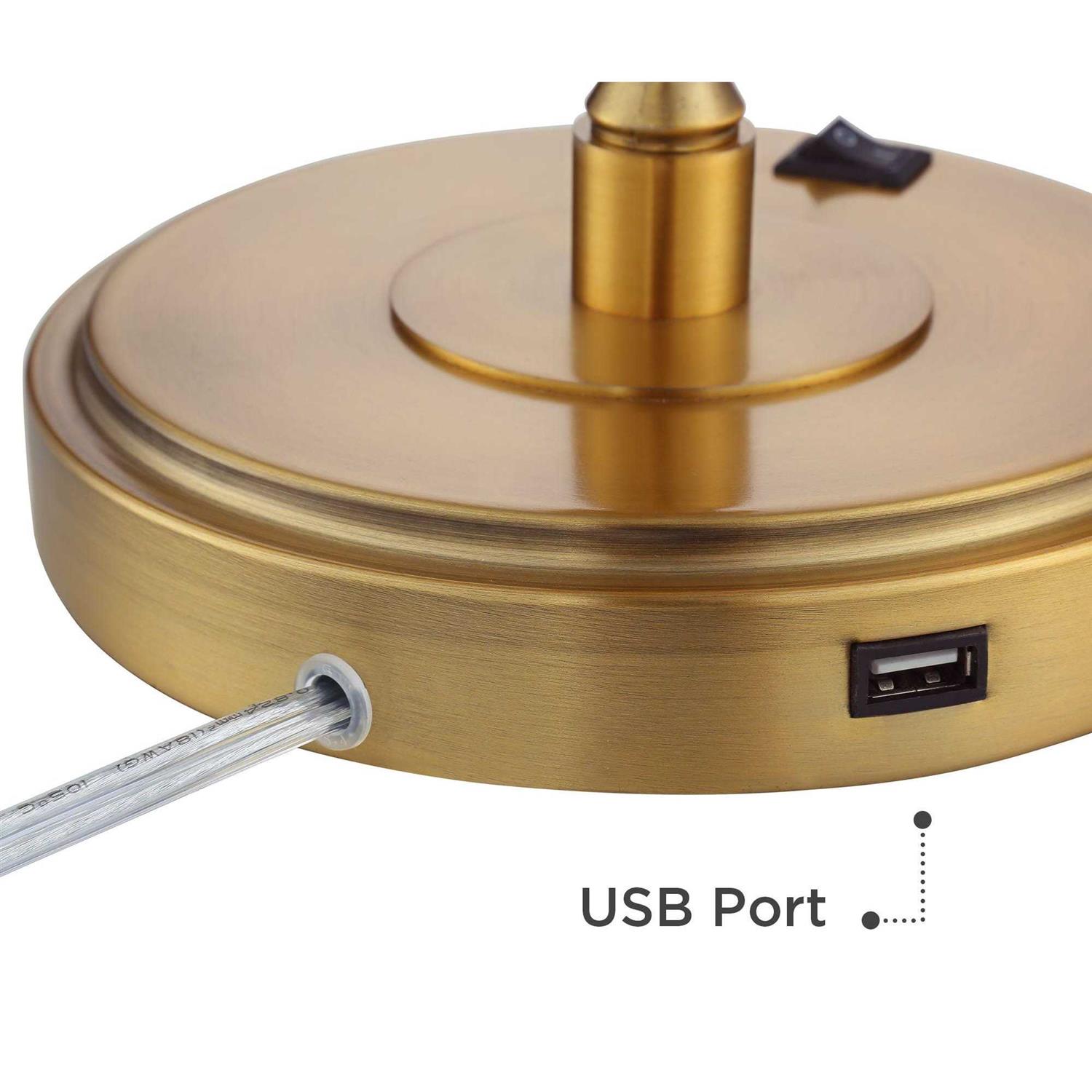 360 Lighting Wray Modern Desk Lamp 26 3/4 High with USB Charging Port Warm Brass - Image 4