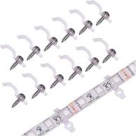 100 Pack Strip Light Mounting Bracket,Transparent Fixing Clips for 10mm Wide IP65 Waterproof 5050 LED Strip Light,One Side Fixing,100 Screws Included