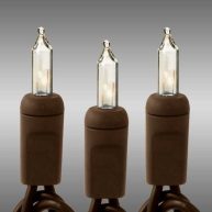 34 ft. Brown Wire Christmas Mini Light String Clear Bulbs