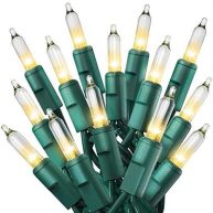 Prextex Christmas Lights Clear White Christmas Tree Lights with Green Wire