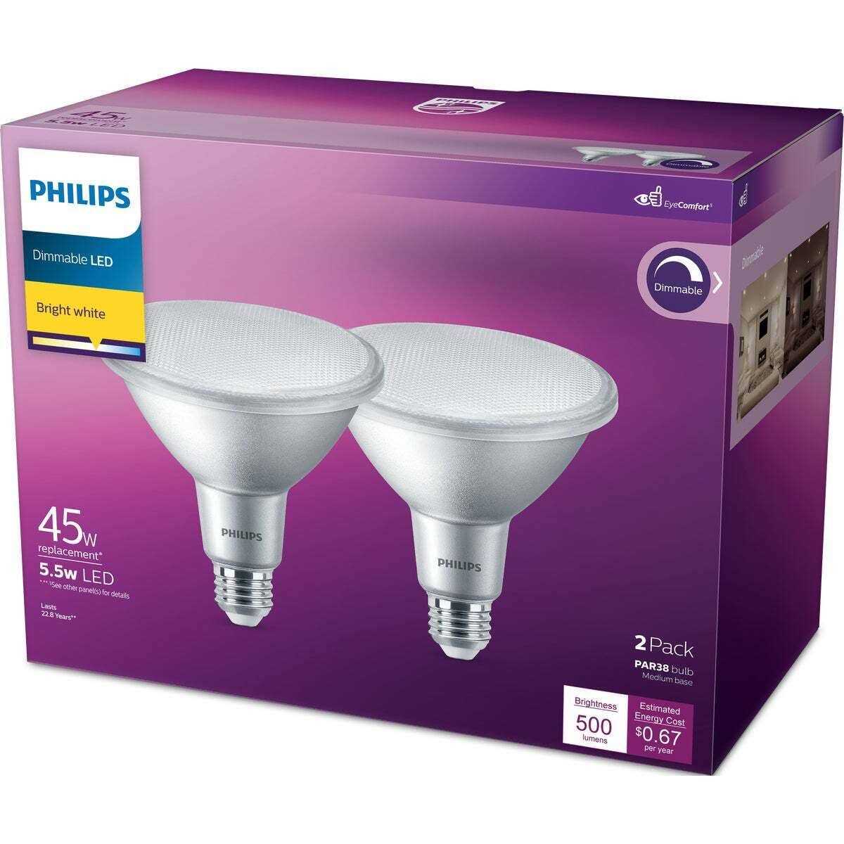 Philips PAR38 Medium Dimmable LED Floodlight Light Bulb - Image 2