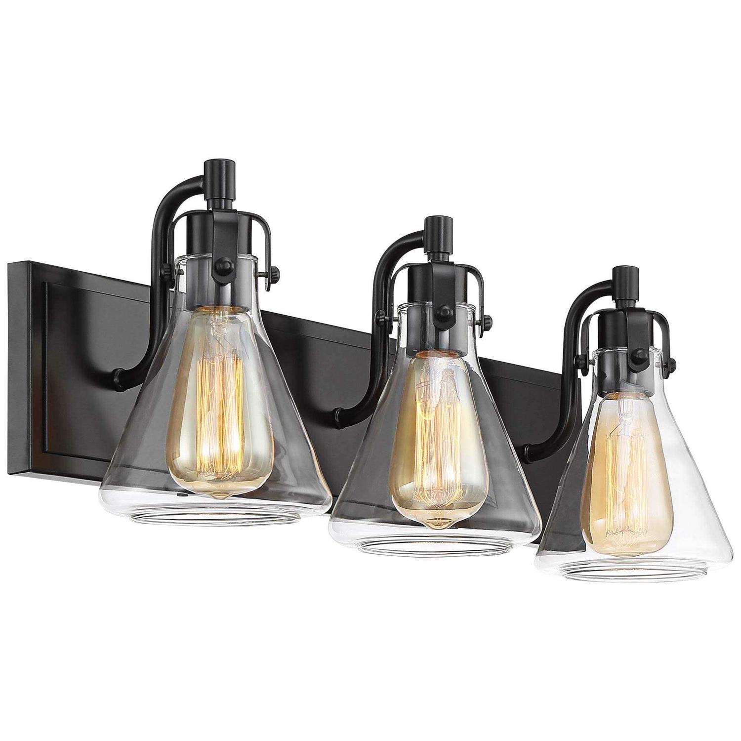 Possini Euro Design Cindy Rustic Vintage Wall Light Bronze Hardwire 24 3-Light Fixture Clear Glass Shade for Bedroom Bathroom Vanity Living Room - Image 2