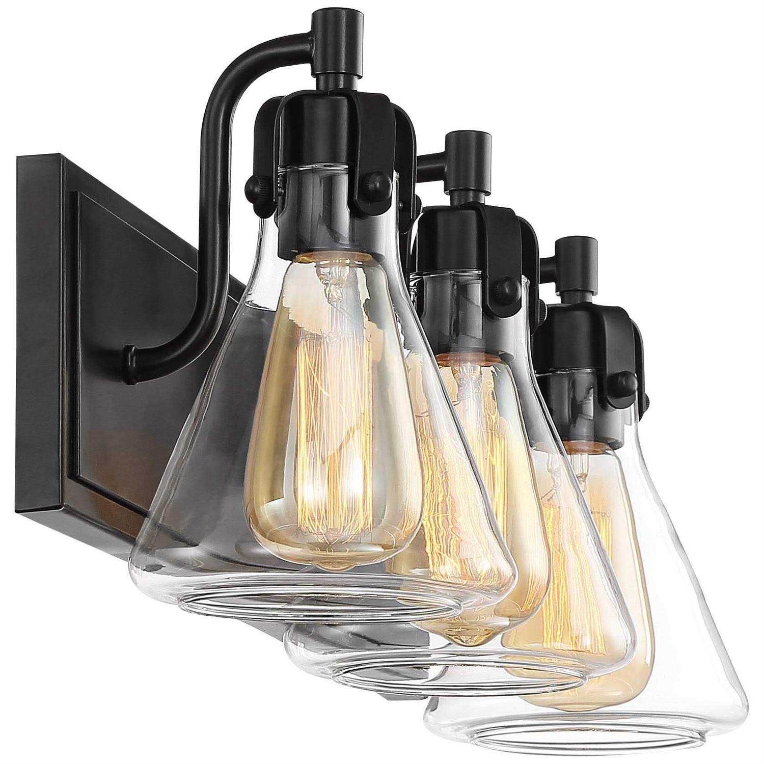 Possini Euro Design Cindy Rustic Vintage Wall Light Bronze Hardwire 24 3-Light Fixture Clear Glass Shade for Bedroom Bathroom Vanity Living Room - Image 3