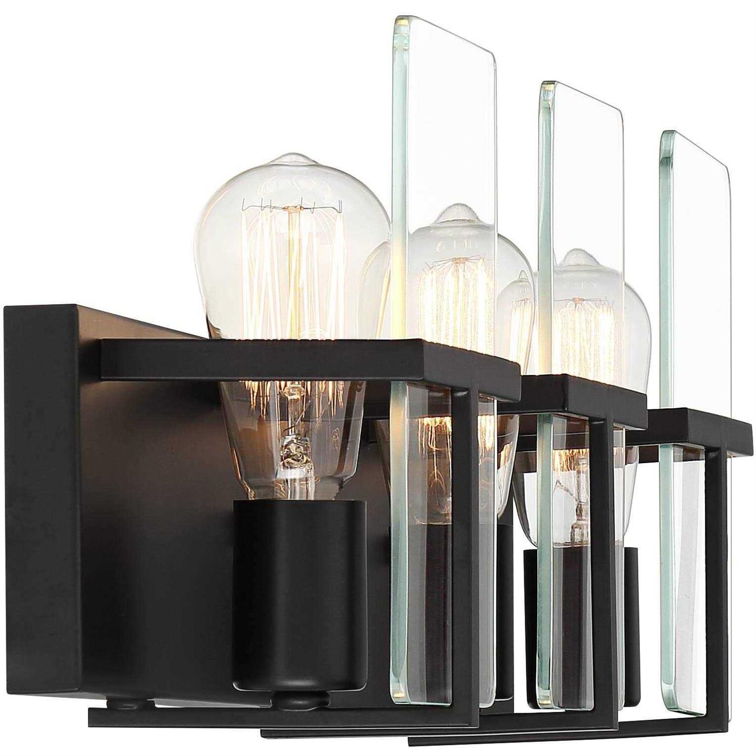 Possini Euro Design Trezza Modern Wall Light Matte Black Hardwire 24 3-Light Fixture Clear Glass Panels for Bedroom Bathroom Vanity Reading House - Image 3