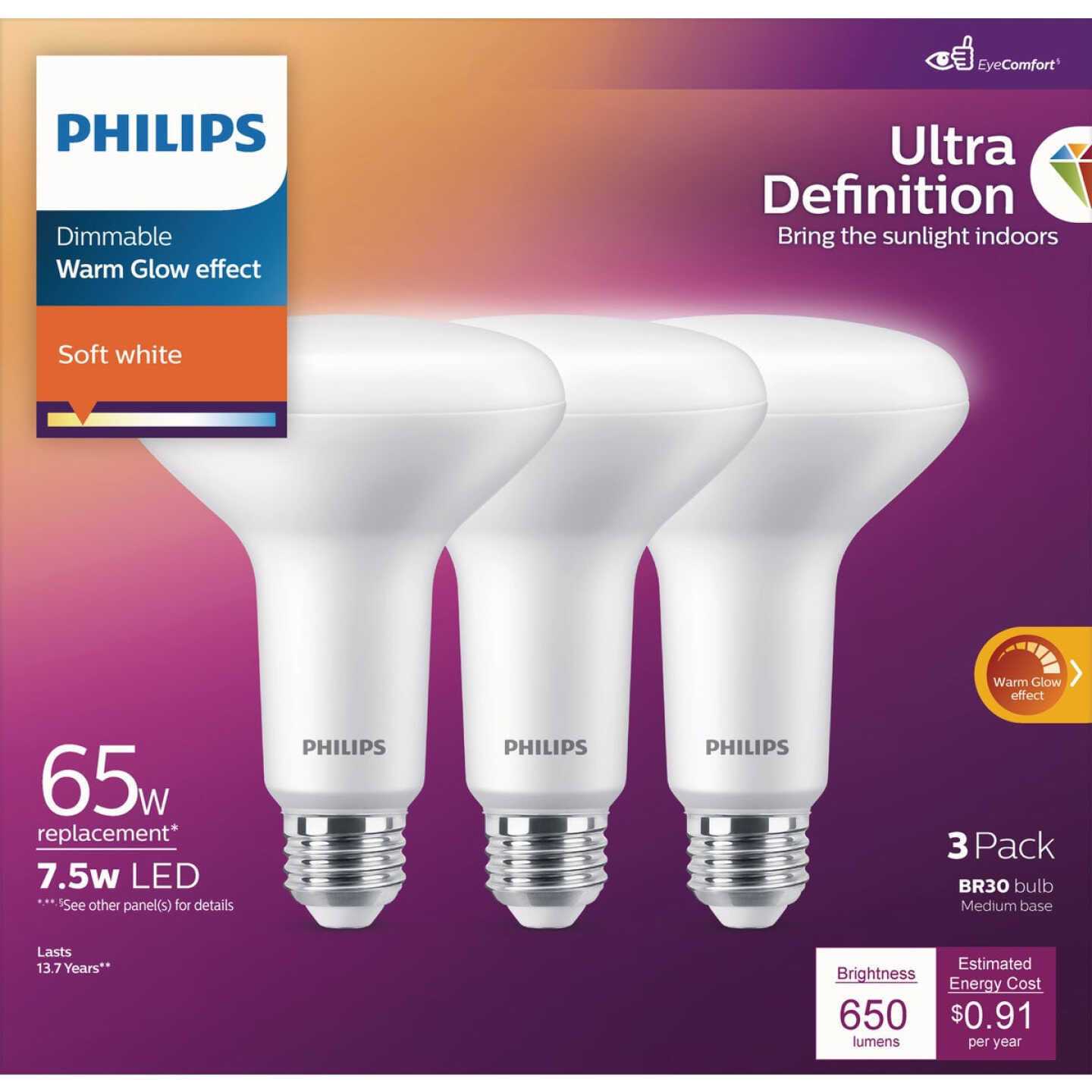 Philips Indoor LED Ultra Definition 65W Soft White BR30 Floodlight Light Bulb - Image 2