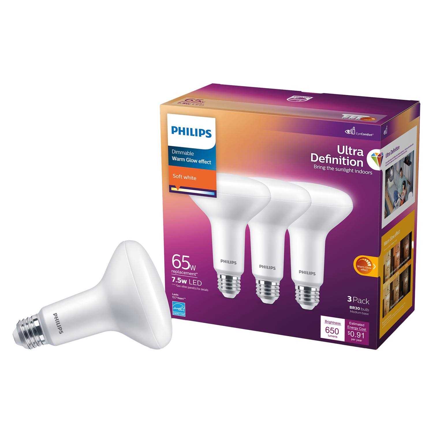 Philips Indoor LED Ultra Definition 65W Soft White BR30 Floodlight Light Bulb - Image 4