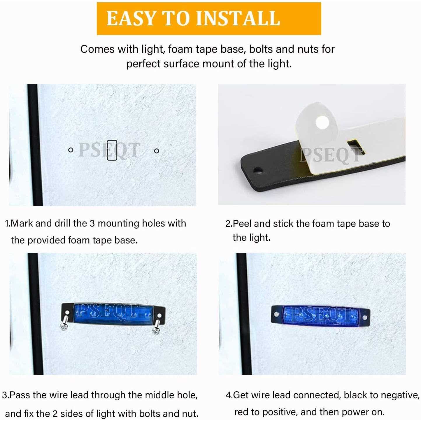 Pseqt 10 Pcs Led Rock Strip Lights Car Underglow Wheel Fender Well Lighting Kits Waterproof for Golf Cart Wrangler Offroad Truck RV UTV ATV - Image 3