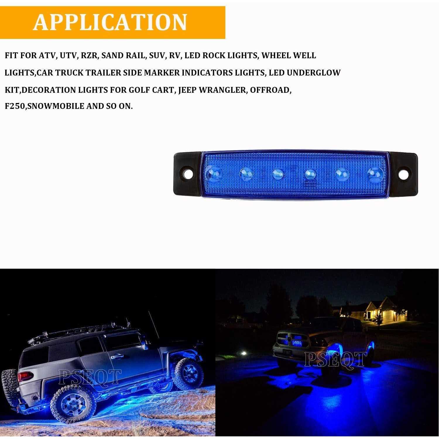 Pseqt 10 Pcs Led Rock Strip Lights Car Underglow Wheel Fender Well Lighting Kits Waterproof for Golf Cart Wrangler Offroad Truck RV UTV ATV - Image 4