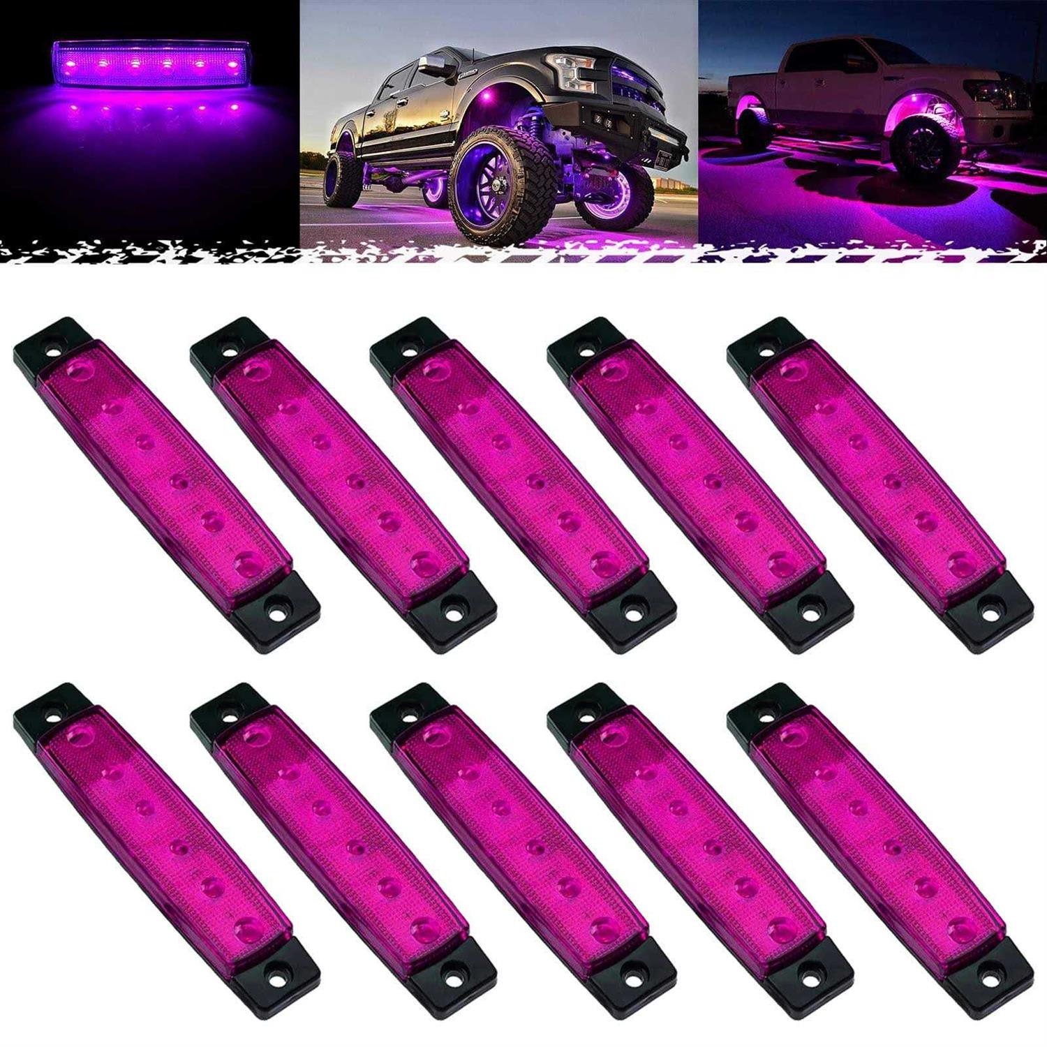 Pseqt 10 Pcs Led Rock Strip Lights Car Underglow Wheel Fender Well Lighting Kits Waterproof for Golf Cart Wrangler Offroad Truck RV UTV ATV