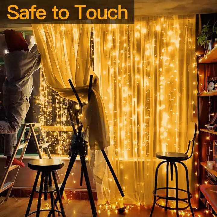 Ollny Curtain Lights Christmas Warm White 300 Led 9.8ftx9.8ft Remote Usb Powered 8 Lighting Modes Timer Waterproof Hanging Lights Indoor Outdoor - Image 4
