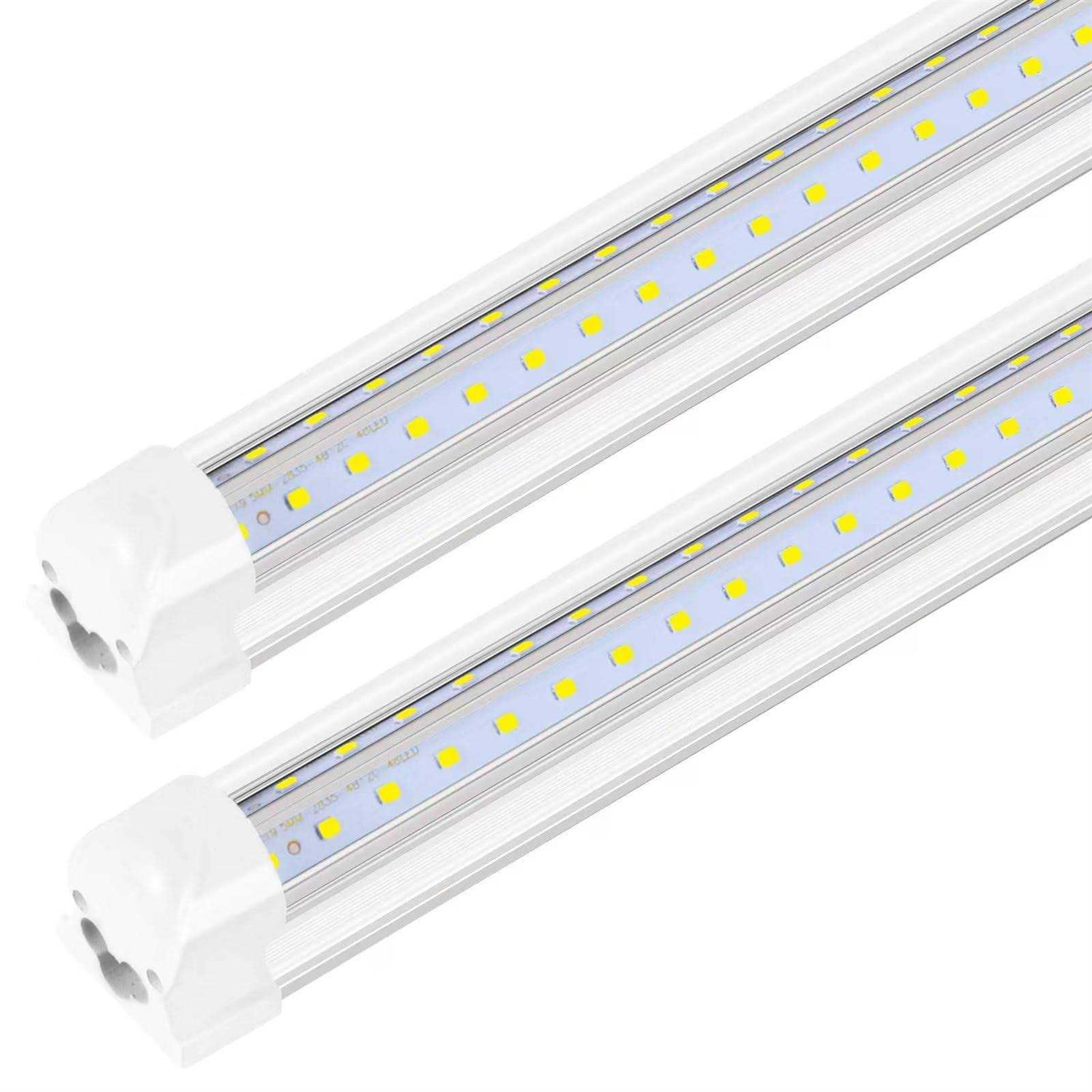 PARNOARCK Led Shop Light 2FT,T8 20W 5000K Daylight 2600LM,Led Garage Light 2 Foot with Plug,Linkable Clear Cover V-Shape,Led Shop Light for Garage