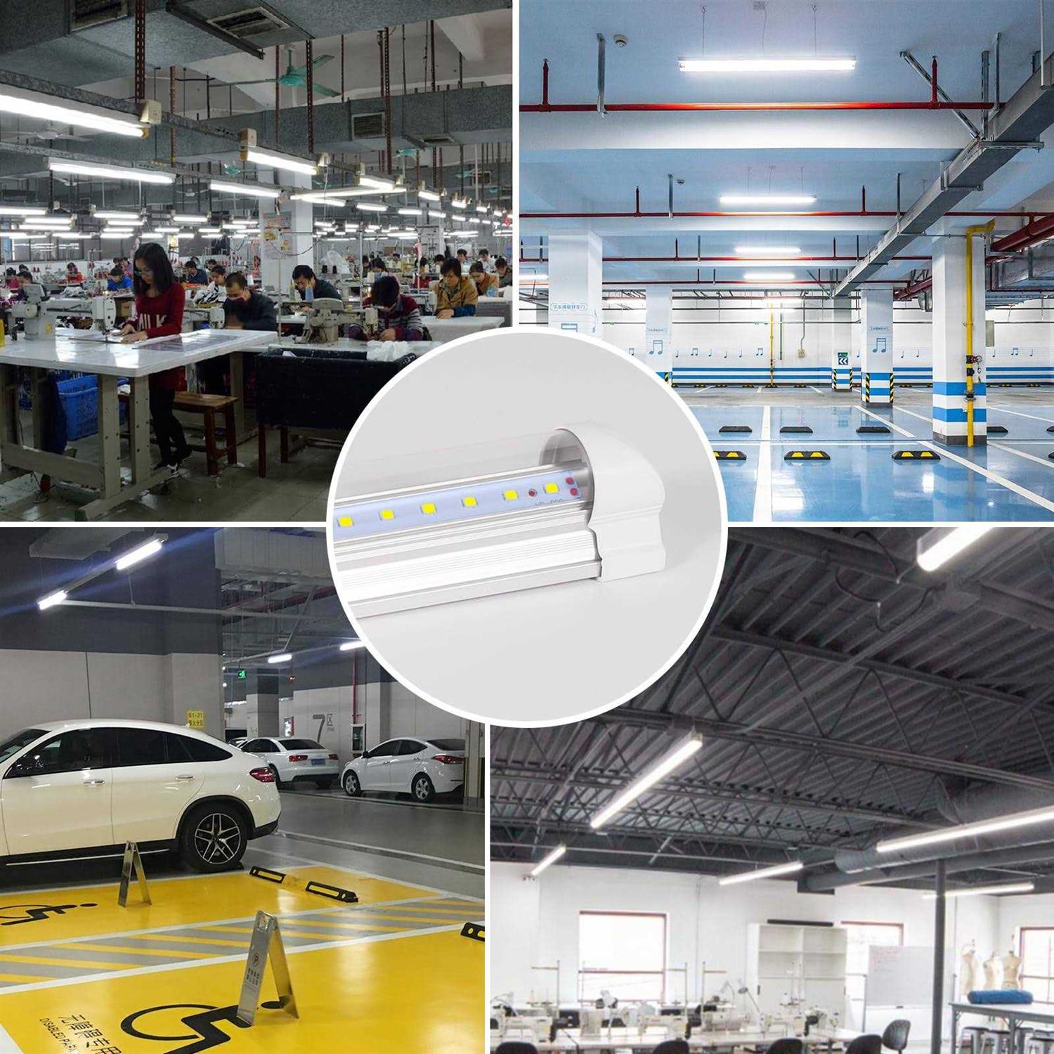 PARNOARCK Led Shop Light 2FT,T8 20W 5000K Daylight 2600LM,Led Garage Light 2 Foot with Plug,Linkable Clear Cover V-Shape,Led Shop Light for Garage - Image 2