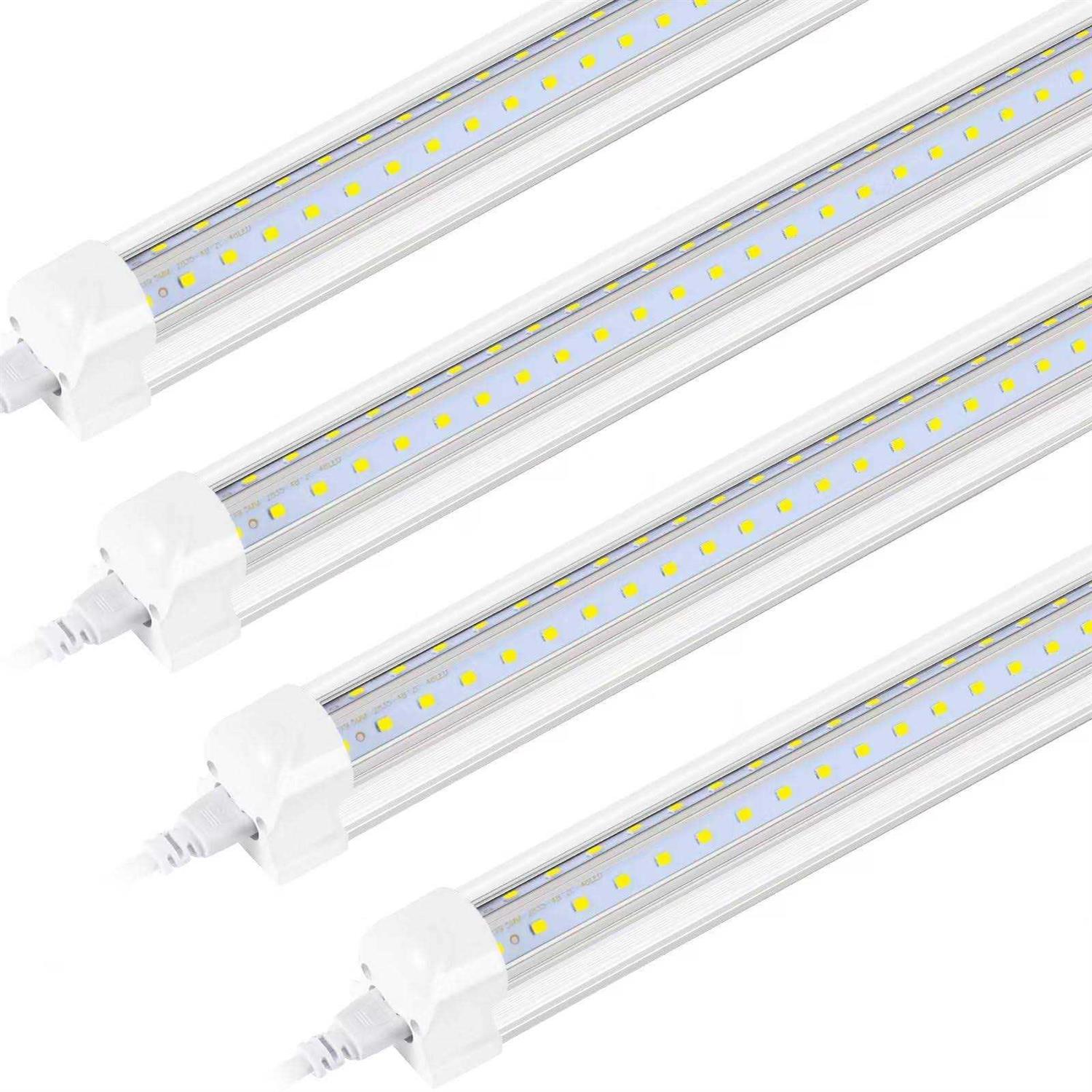 PARNOARCK Led Shop Light 2FT,T8 20W 5000K Daylight 2600LM,Led Garage Light 2 Foot with Plug,Linkable Clear Cover V-Shape,Led Shop Light for Garage