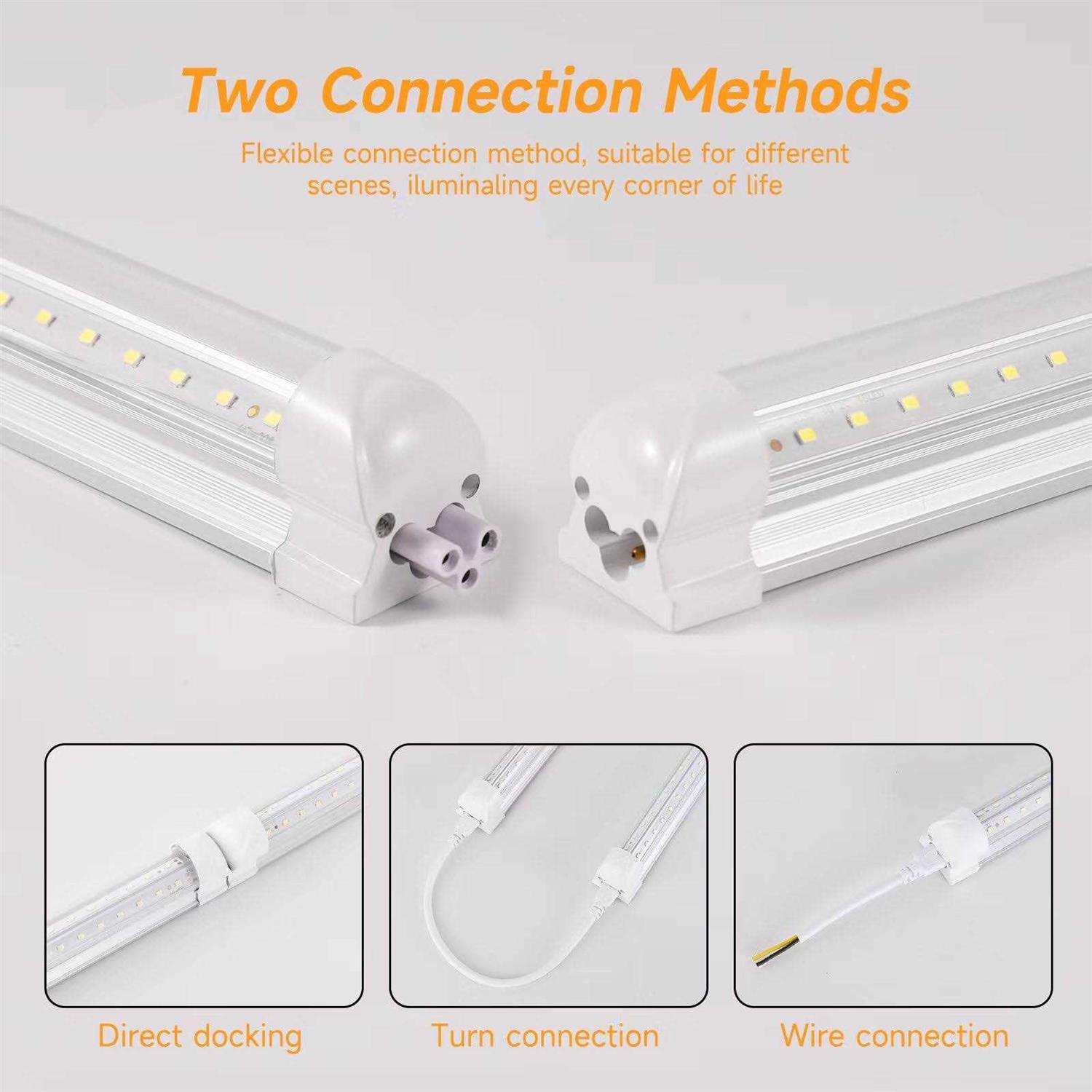 PARNOARCK Led Shop Light 2FT,T8 20W 5000K Daylight 2600LM,Led Garage Light 2 Foot with Plug,Linkable Clear Cover V-Shape,Led Shop Light for Garage - Image 4