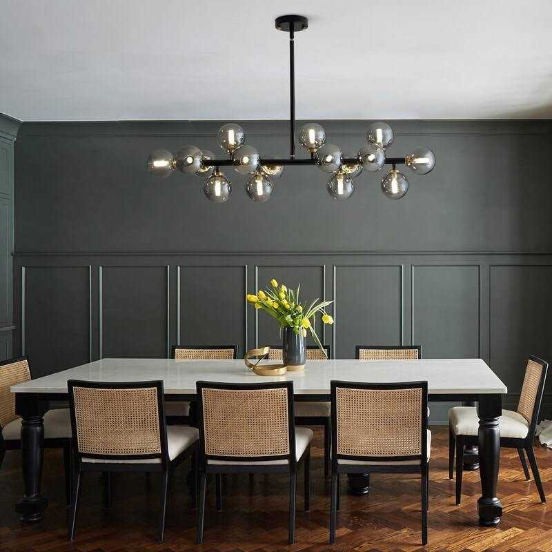 40 in. Linear Modern Chandelier 16-Light Brass Sputnik Chandelier with Globe Frosted Glass for Dining Room - Image 4