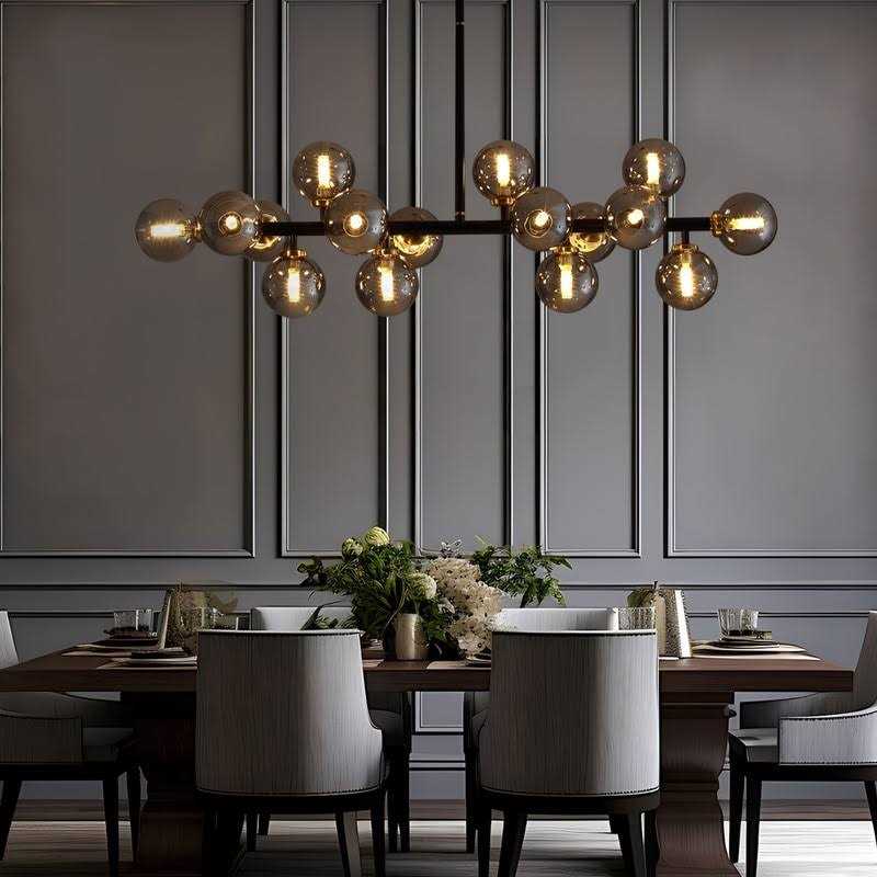 40 in. Linear Modern Chandelier 16-Light Brass Sputnik Chandelier with Globe Frosted Glass for Dining Room - Image 5