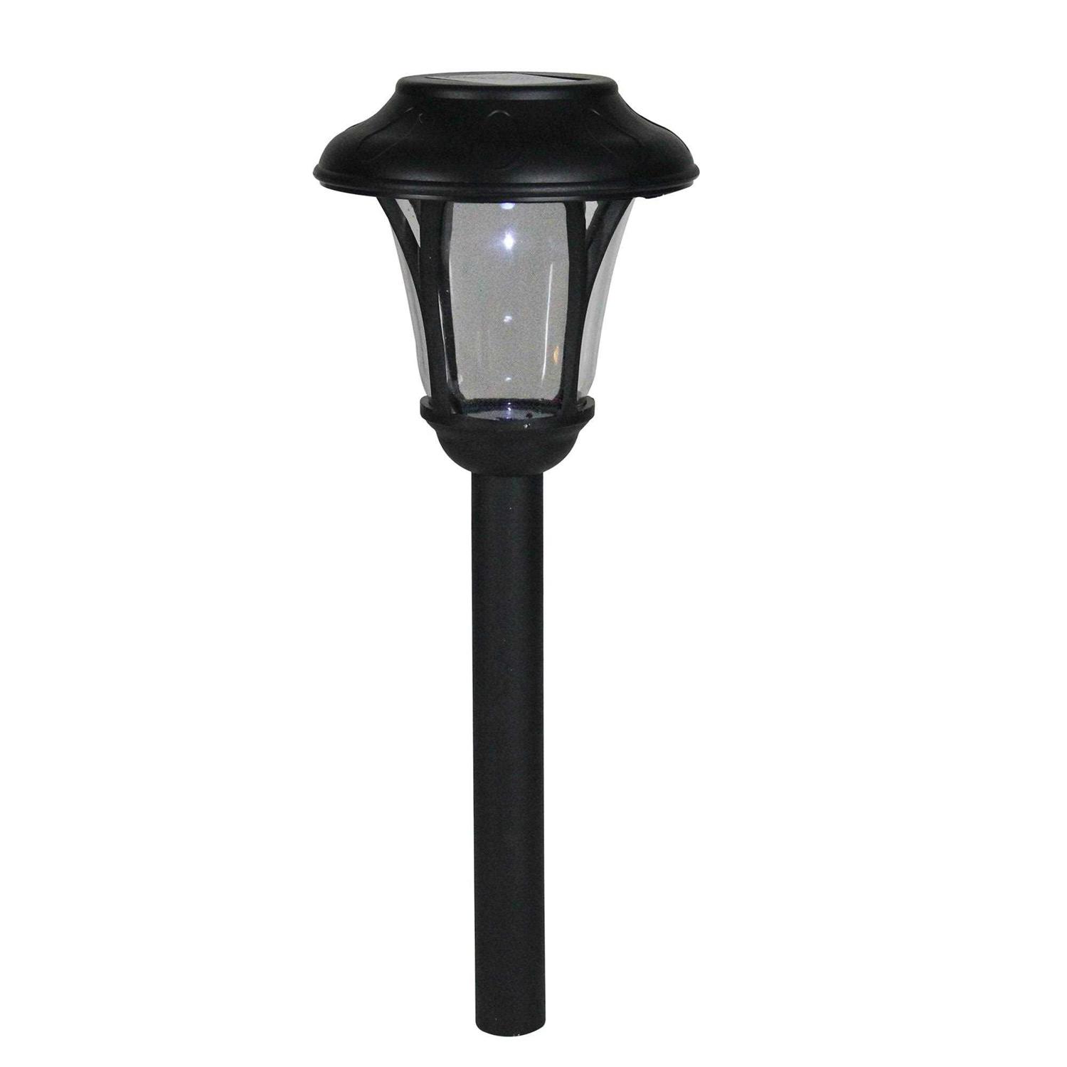Northlight 12 Black Lantern Solar Light with White LED Light and Lawn Stake