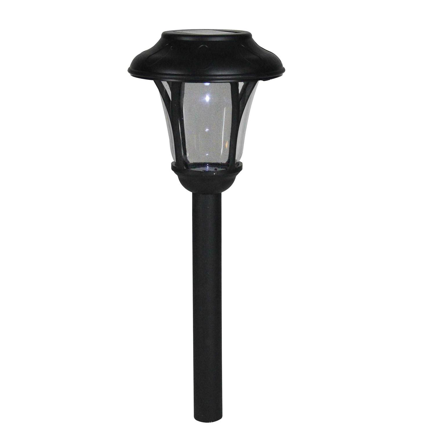 Northlight 12 Black Lantern Solar Light with White LED Light and Lawn Stake