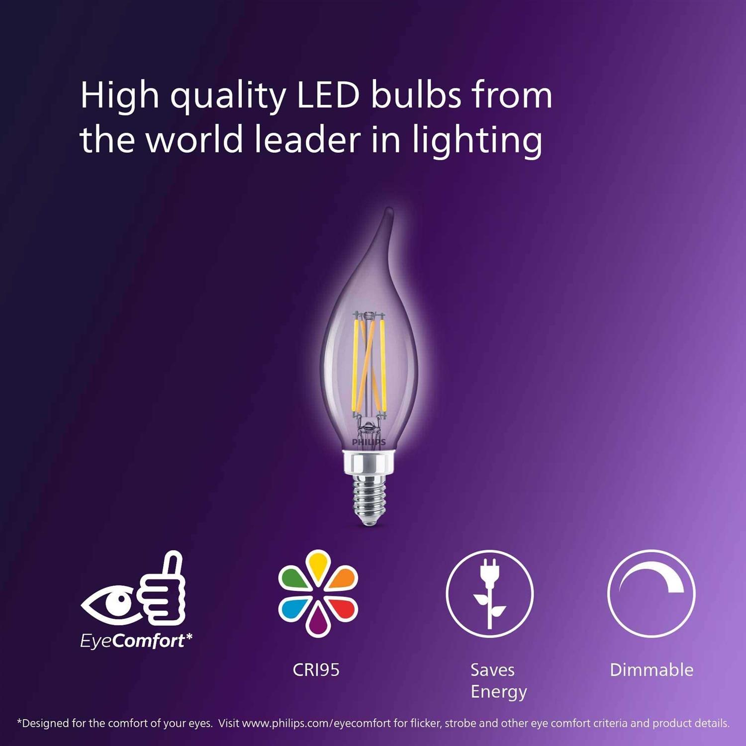 Philips Ultra Definition BA11 Candelabra LED Decorative Light Bulb - Image 5