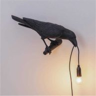 (Black A) Designer Bird Lamp LED Wall Lamp with Plug in Cord Living Room Bedside Lights