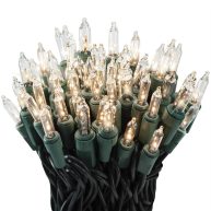 612 Vermont 100 Clear Christmas Twinkle Lights on Green Wire, Indoor and Outdoor Use