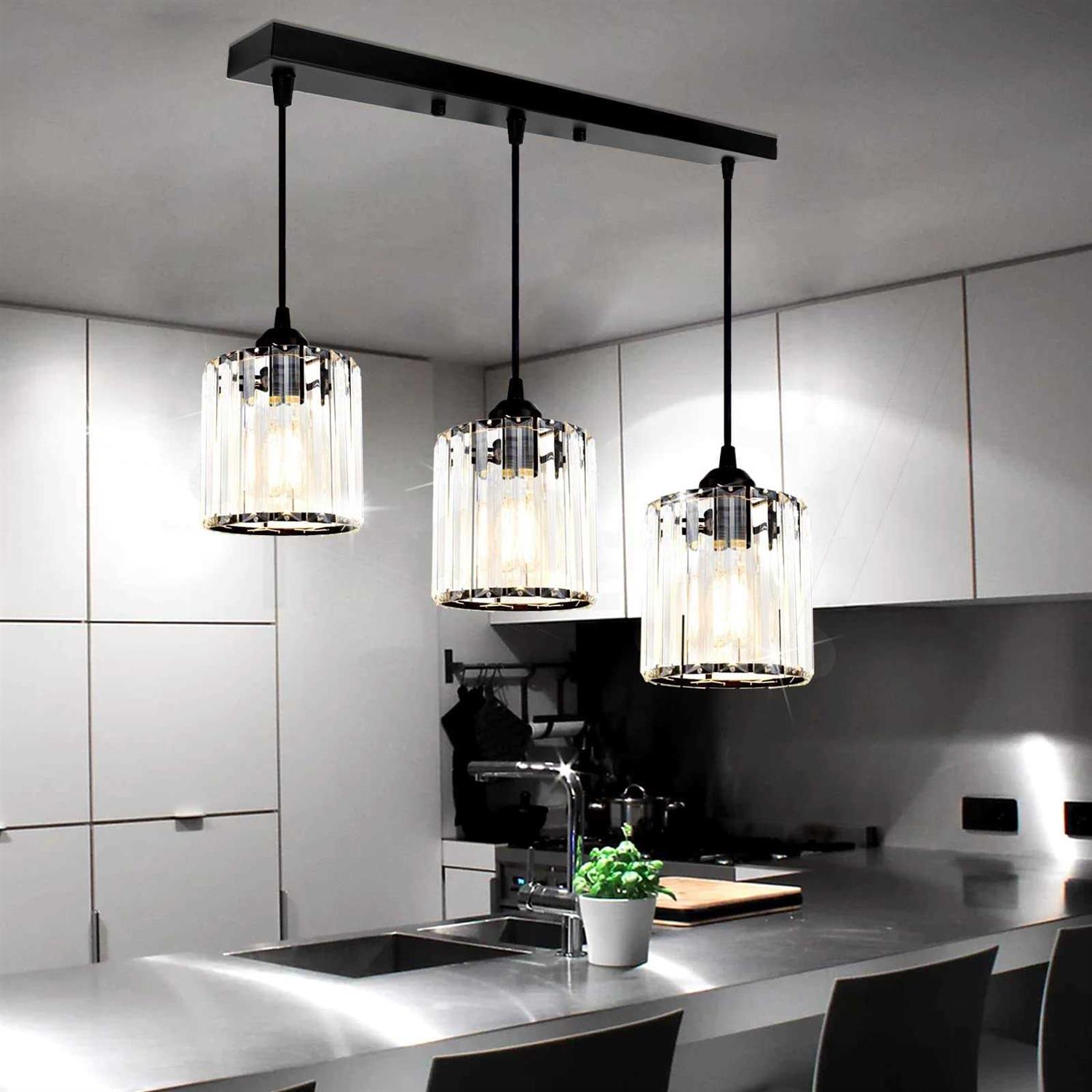 3-Lights Black Hanging Ceiling Light Mini Chandelier,Adjustable Farmhouse Pendant Ceiling Lights Fixtures - Image 5