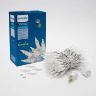 Philips 100 Led Warm White Twinkling Faceted Mini Christmas Lights on White Wire