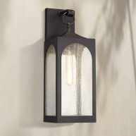 Possini Euro Design Tyne Modern Outdoor Wall Light Fixture Bronze 1/2 Seedy Glass for Post Exterior Barn Deck House