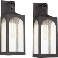Possini Euro Design Tyne Modern Outdoor Wall Light Fixture Bronze 1/2 Seedy Glass for Post Exterior Barn Deck House