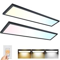Aikvsxer 1×4 Led Flat Panel Light CPANL Surface Mount Led Ceiling Light Black