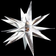 Quasimoon 24 Inch Moravian Glossy / Chrome Silver Multi-Point Paper Star Lantern Lamp